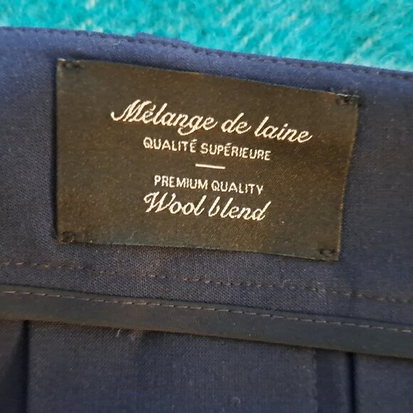 SIMONS pleated wool blend midi skirt, navy, sz 10 - Picture 8 of 9